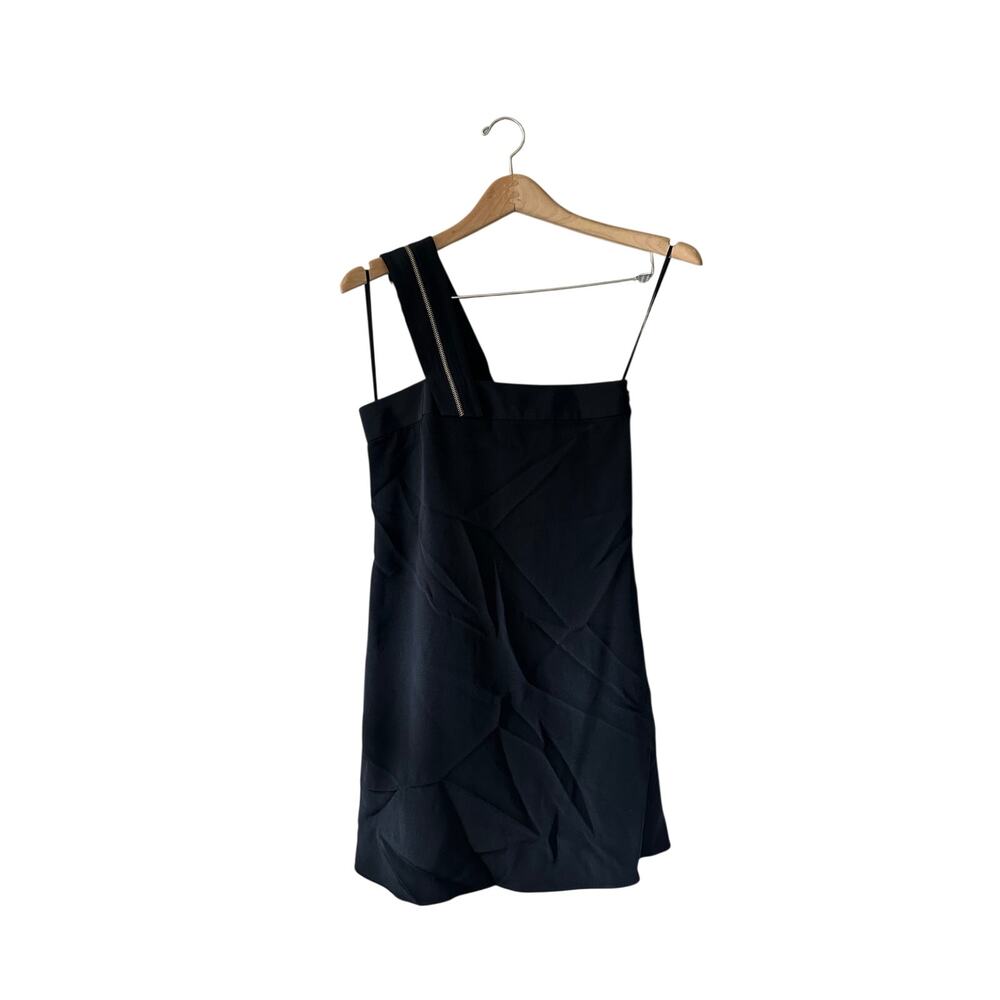 Jay Godfrey Black One Shoulder Black Silk Mini Dress Size 0
